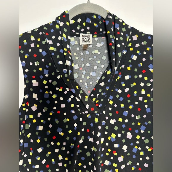 Anne Klein Sleeveless Blouse Confetti Print Size Small Office Wear to Work - Picture 2 of 5